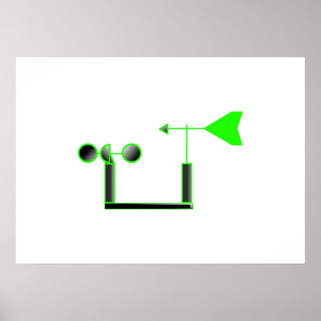 Poster Vitesse du vent vert et Vanne météorologique (Devant)