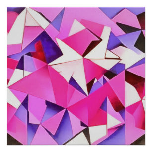 Poster Viva Magenta Géométrique Hydrangea Art Abstrait