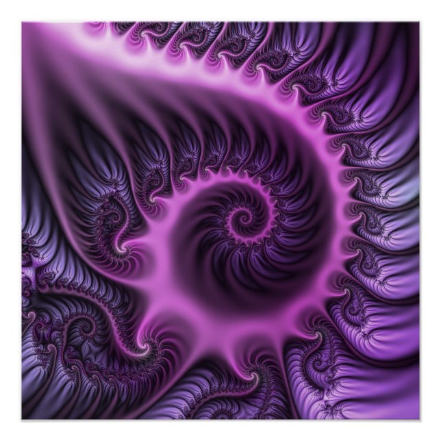 Poster Vivid Cool Abstrait rose violet Fractal Art Spiral (Devant)