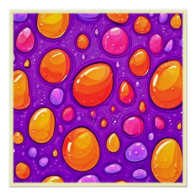 Poster Vivid Raindrop Cartoon Art (Devant)