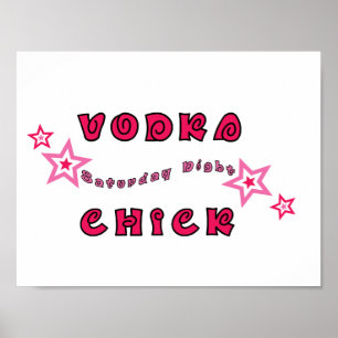 POSTER VODKA CHICK GIRLY ROSE STARS GRAPHIQUE LOGO MOTO A