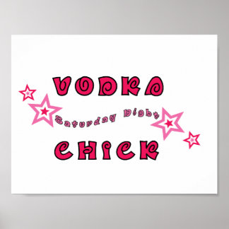 POSTER VODKA CHICK GIRLY ROSE STARS GRAPHIQUE LOGO MOTO A