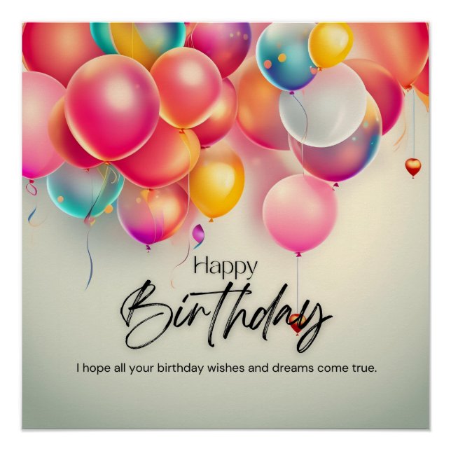 Poster Vœux d'anniversaire colorés (Devant)