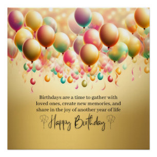 Poster Vœux d'anniversaire lumineux