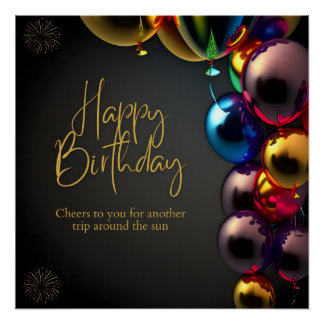 Poster Vœux d'anniversaire métalliques
