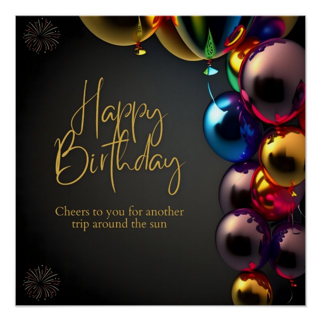 Poster Vœux d'anniversaire métalliques (Devant)
