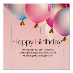 Poster Vœux d'anniversaire rose