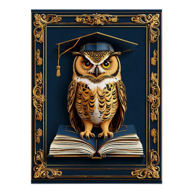 Poster Vœux de remise de diplômes Chouette (Devant)
