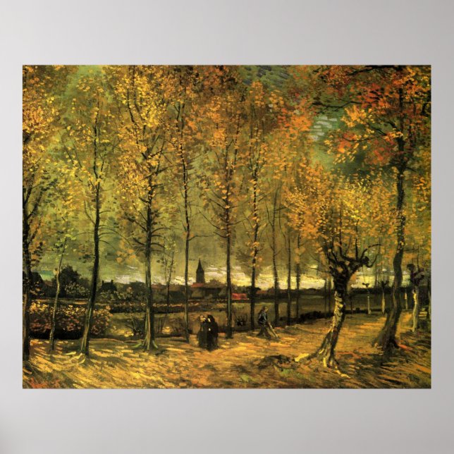 Poster Voie avec peupliers par Vincent van Gogh (Devant)
