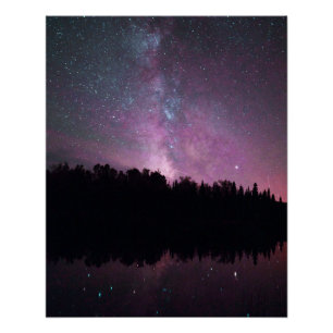 Poster Voie Lactée Galaxie sur le lac Forest