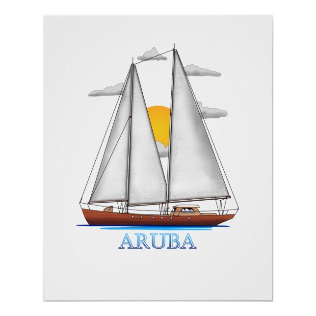 Poster Voile nautique Côtière d'Aruba (Devant)