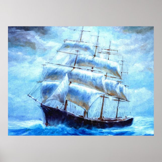 Poster Voilier en mer (Devant)