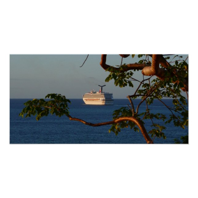 Poster Voilier vers le coucher du soleil I Vacances de cr (Devant)