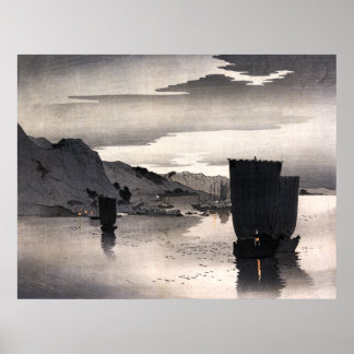 Poster Voiliers du soir, Ohara Koson