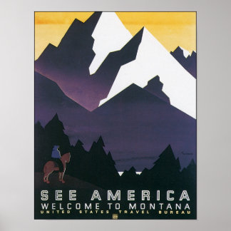 Poster Voir Amérique Bienvenue au Montana