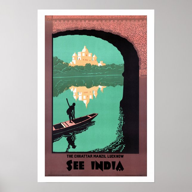 Poster Voir Inde Chattar Manzil - Vintage voyage (Devant)