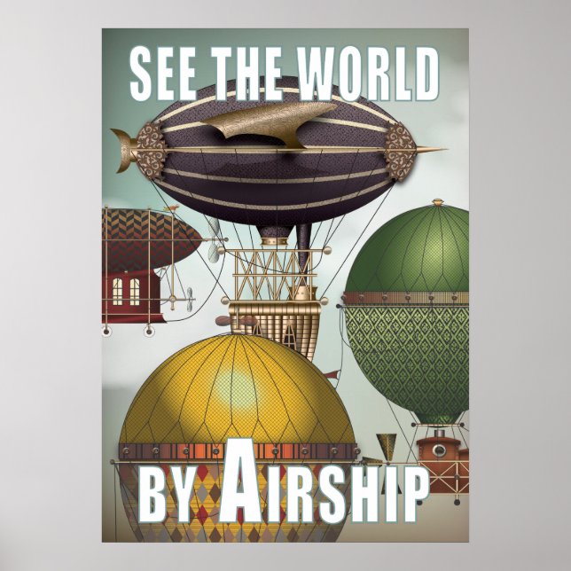 Poster Voir le Mondial Airship Race Steampunk Travel (Devant)