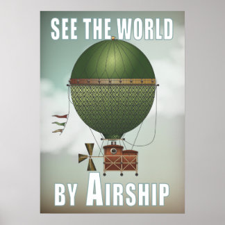 Poster Voir World Airship Citronnier Steampunk Travel