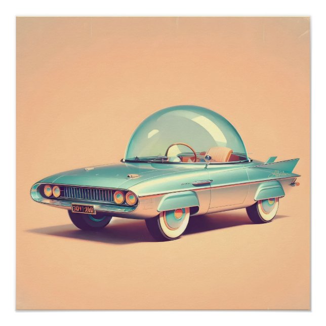 Poster Voiture Atomique Futuriste Blaster à Bulles (Devant)
