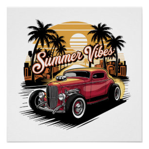 Poster Voiture Classique Ambiance Estivale