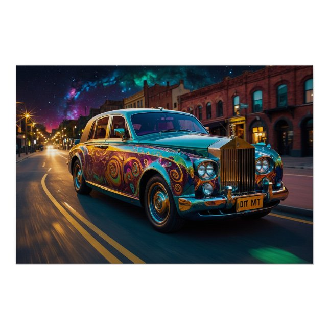 Poster Voiture classique Moteur de gravité Steampunk (Devant)