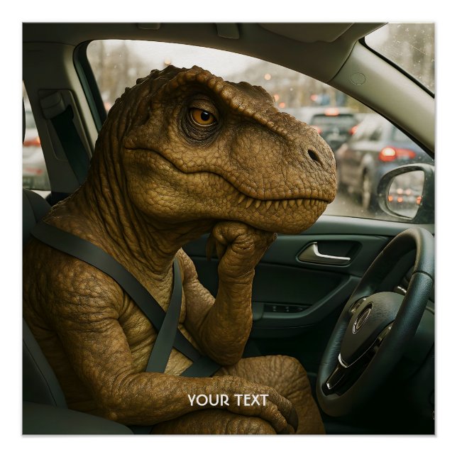 Poster Voiture de conduite Imaginaire Dinosaur (Devant)