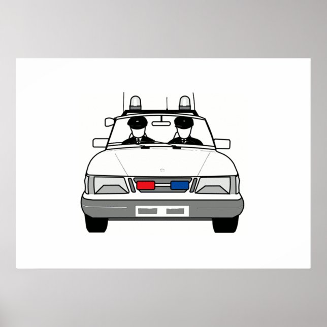 Poster Voiture de la police de dessin (Devant)
