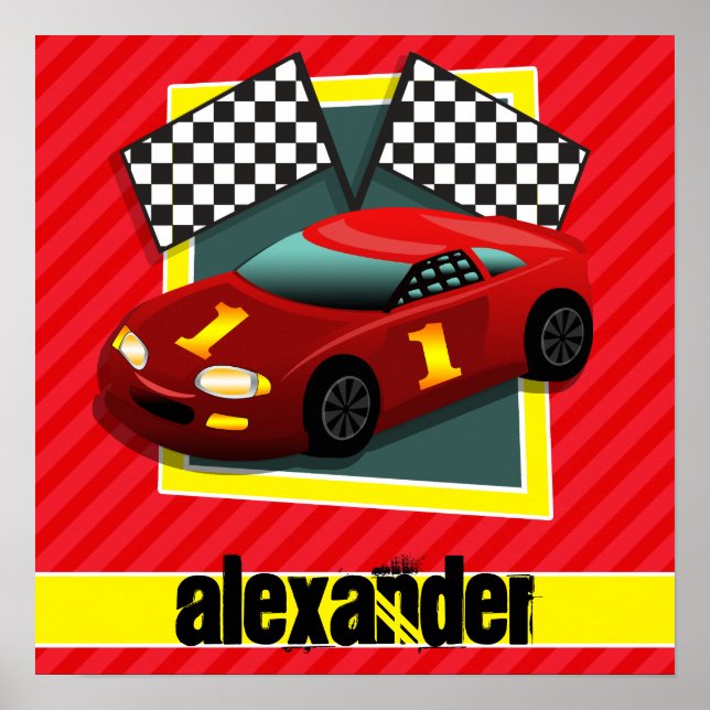 Poster Voiture Red Race; Scarlet Red Strips (Devant)