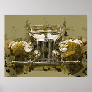 Poster Voiture sport MG vintage