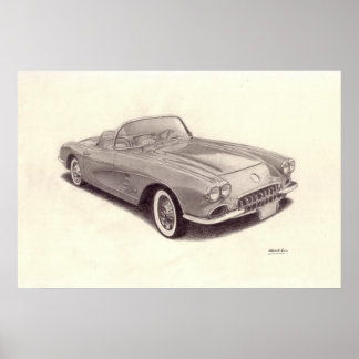 Poster Voiture Vintage : Chevrolet Corvette