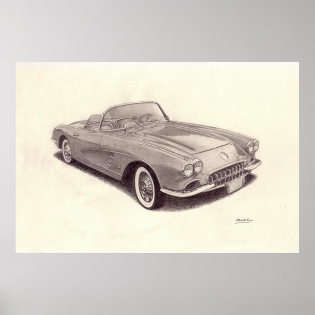 Poster Voiture Vintage : Chevrolet Corvette (Devant)