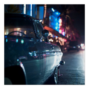 Poster Voiture vintage Ocean Drive