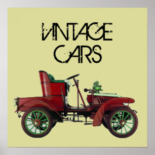 POSTER VOITURE VINTAGE ROUGE /CRÈME AUTOMOBILE AUTO CLASS
