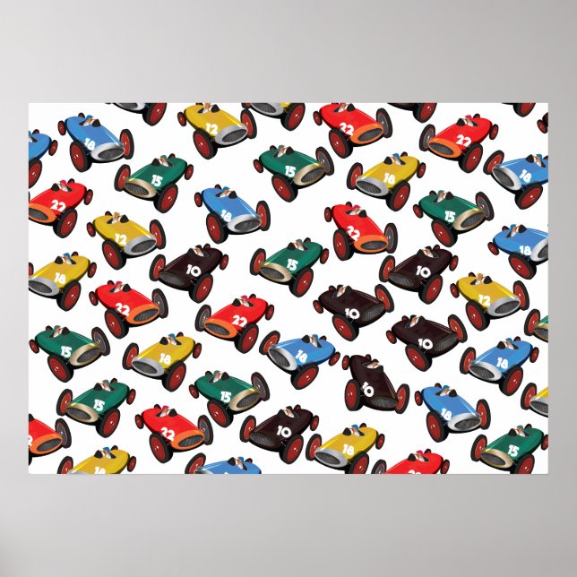 Poster Voitures de course vintage (Devant)