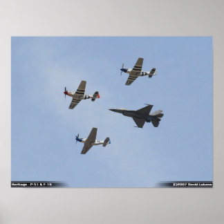 Poster Vol du patrimoine - P-51 Mustang et F-16 Falcon