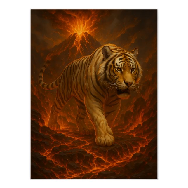 Poster Volcanic White Tiger Premium Wall Art – Fine Art C (Devant)