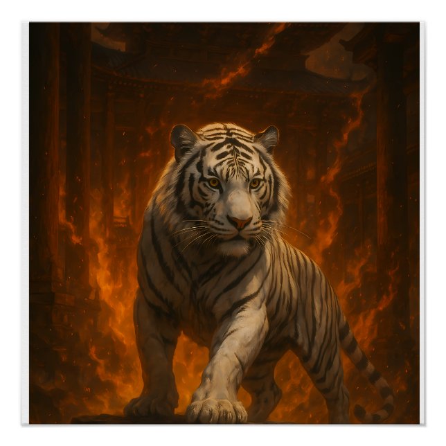 Poster Volcanic White Tiger Premium Wall Art – Fine Art C (Devant)