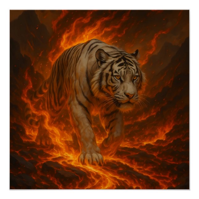 Poster Volcanic White Tiger Premium Wall Art – Fine Art C (Devant)