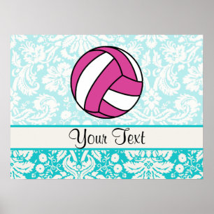 Poster Volleyball rose ; Motif de damassé