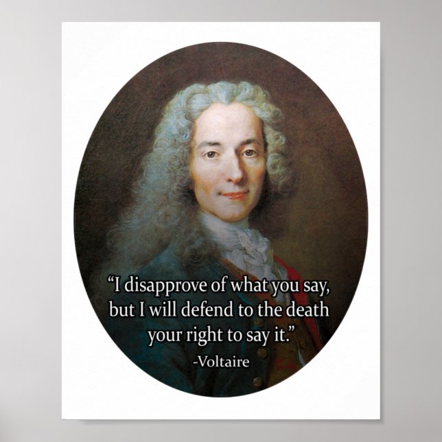 Poster Voltaire pour la liberté d'expression (Devant)