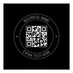 Poster Votre code QR & Texte modifiable Noir & Blanc