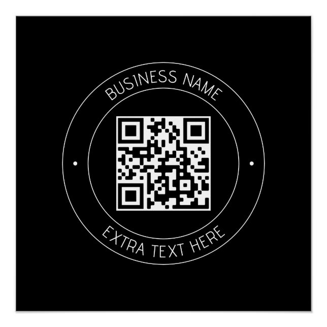 Poster Votre code QR & Texte modifiable | Noir & Blanc (Devant)