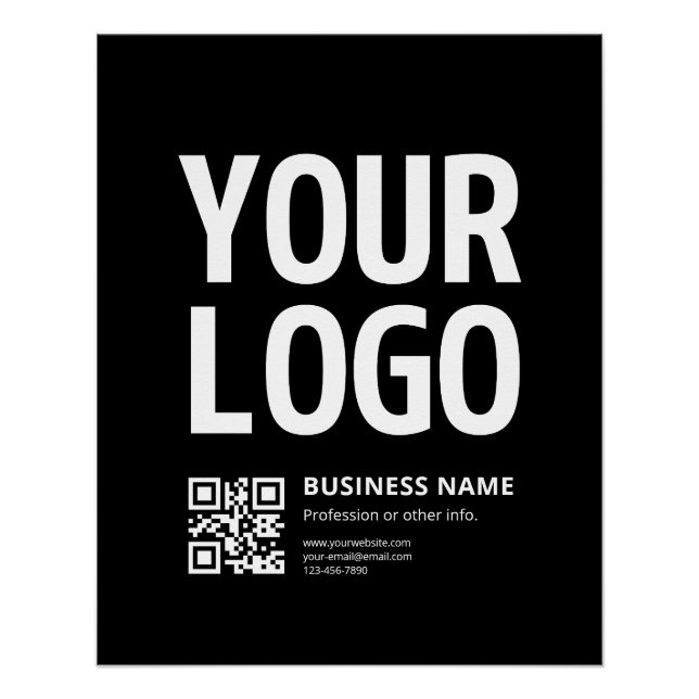 Poster Votre logo avec QR code et texte modifiables (Devant)