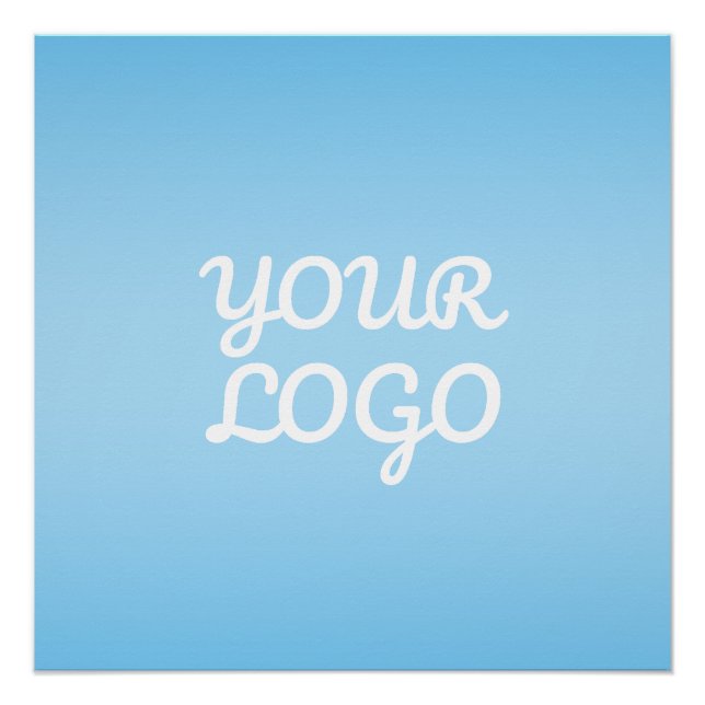 Poster Votre logo & ombre simple moderne | Bleu clair (Devant)