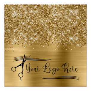 Poster Votre logo pailleté or glamour