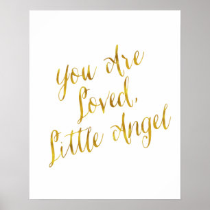 Poster Vous Êtes Aimé Citation Angel Faux Gold Foil Spark