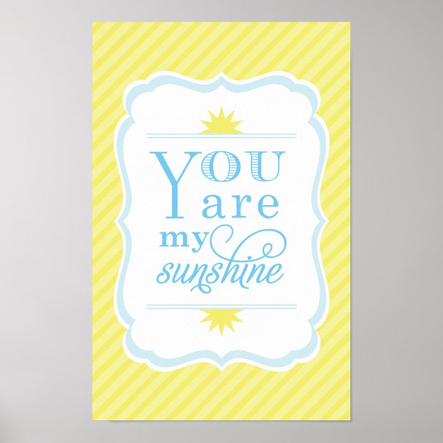 Poster Vous êtes My Sunshine Yellow and Sky Blue Nursery (Devant)