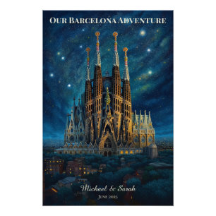 Poster Voyage à Barcelone personnalisé   Sagrada Familia