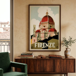 Poster Voyage Ancien Florence Firenze Italie Église Duomo