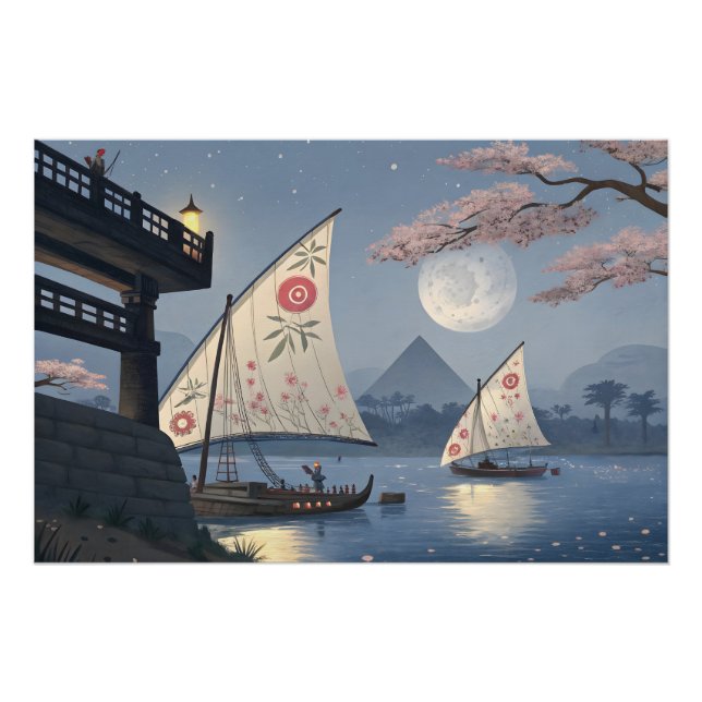 Poster Voyage au clair de lune : voiles florales (Devant)